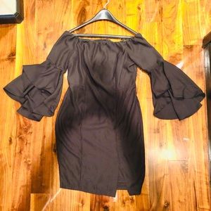 Black midi bell sleeve dress